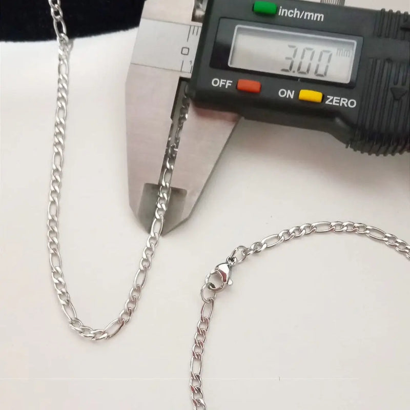 Conjunto Corrente Masculina 3x1 Prata Aço Inoxidável Conjunto Correntinha e Pulseira