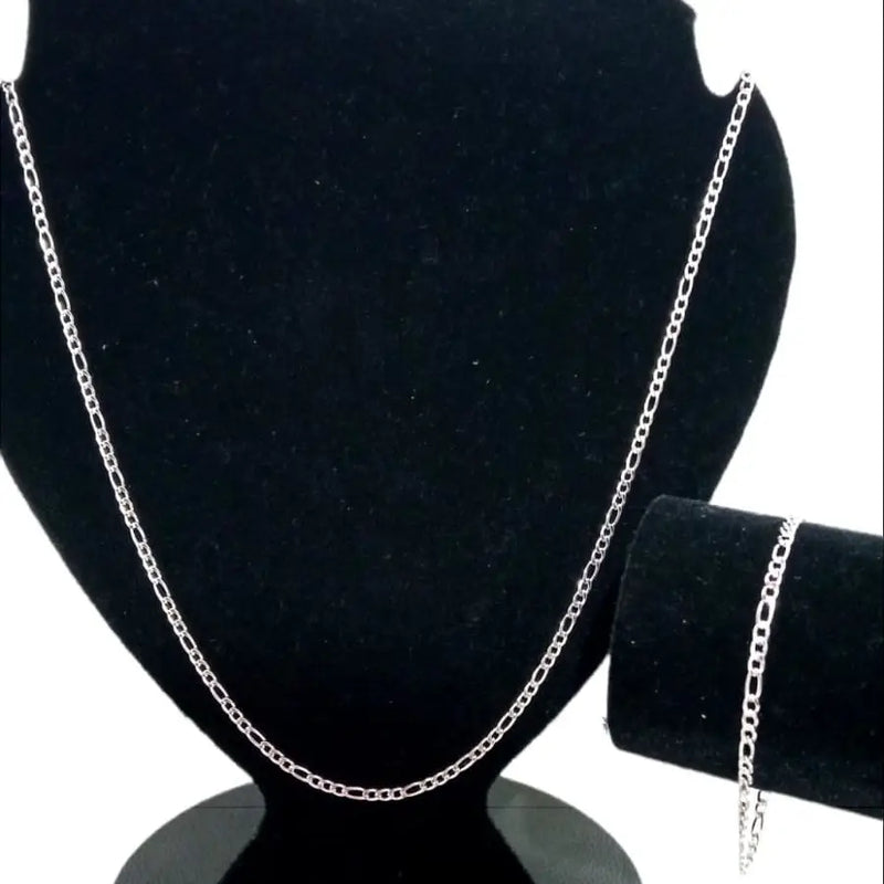 Conjunto Corrente Masculina 3x1 Prata Aço Inoxidável Conjunto Correntinha e Pulseira
