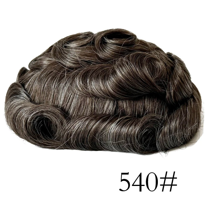 0,08 mm de espessura Cabelo humano Durável Tempo Longa Vida Útil Prótese Capilar Masculina Webmodasjr