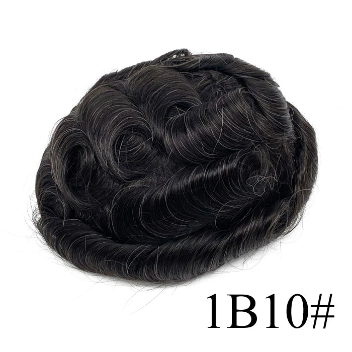 0,08 mm de espessura Cabelo humano Durável Tempo Longa Vida Útil Prótese Capilar Masculina Webmodasjr