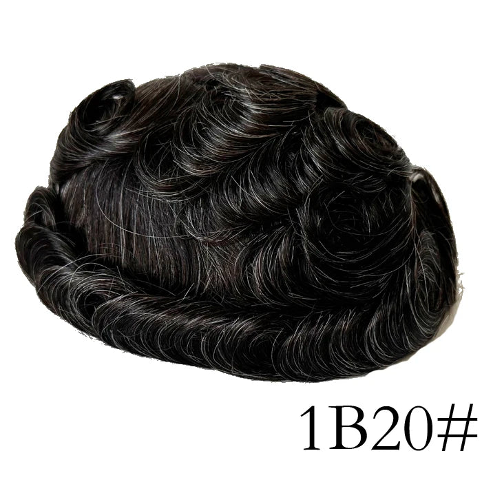 0,08 mm de espessura Cabelo humano Durável Tempo Longa Vida Útil Prótese Capilar Masculina Webmodasjr