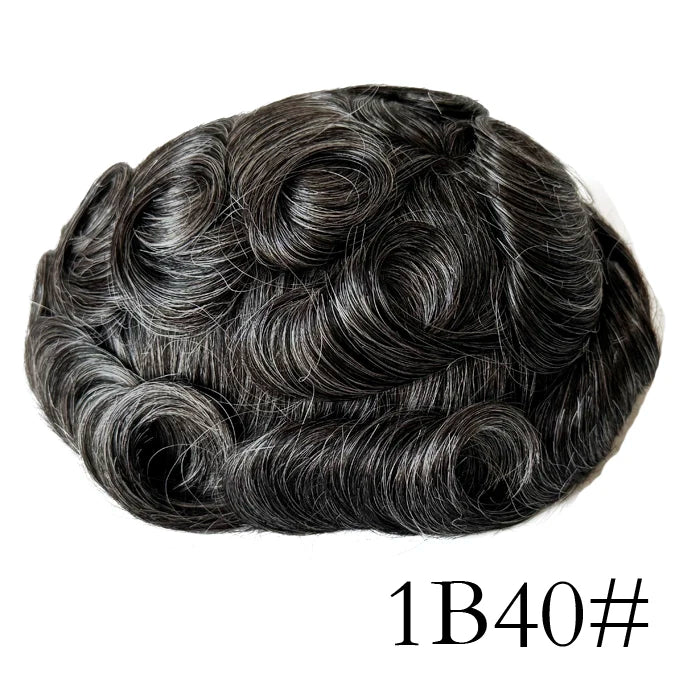 0,08 mm de espessura Cabelo humano Durável Tempo Longa Vida Útil Prótese Capilar Masculina Webmodasjr