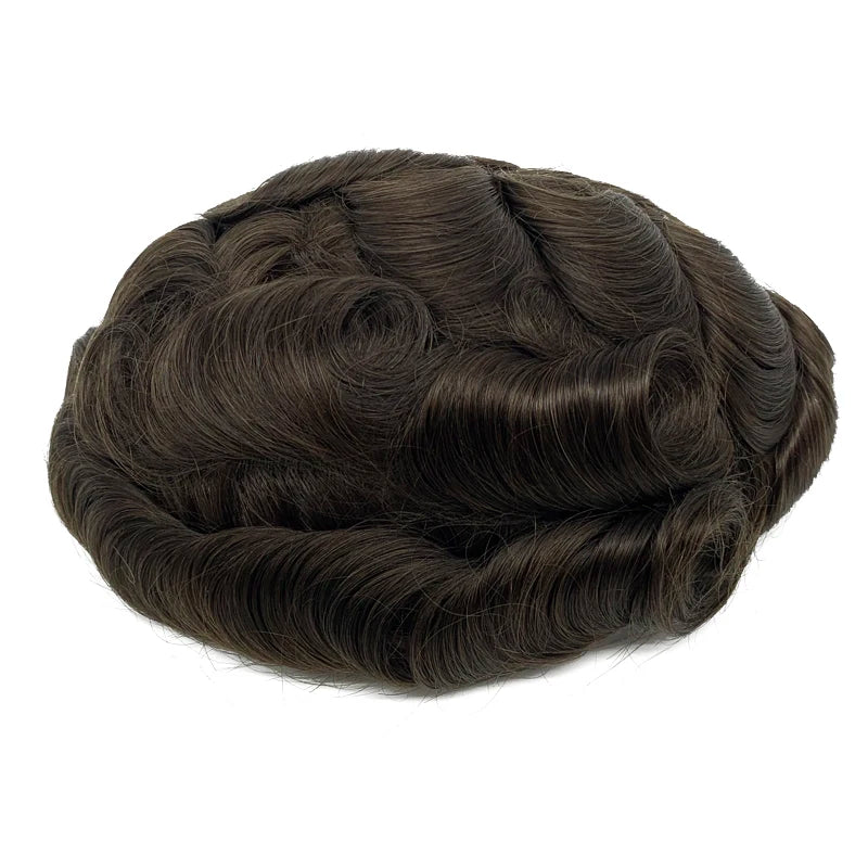0,08 mm de espessura Cabelo humano Durável Tempo Longa Vida Útil Prótese Capilar Masculina Webmodasjr