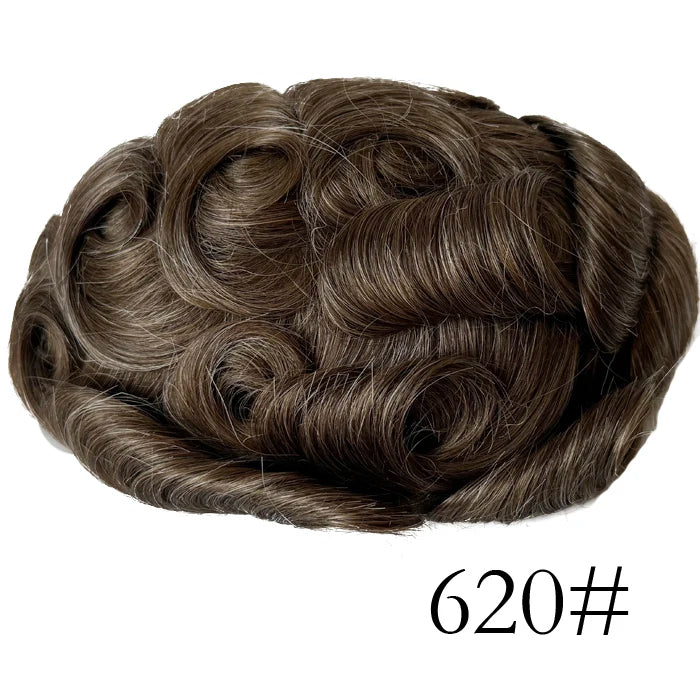 0,08 mm de espessura Cabelo humano Durável Tempo Longa Vida Útil Prótese Capilar Masculina Webmodasjr