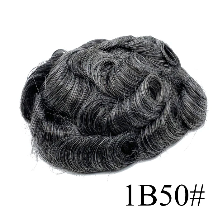0,08 mm de espessura Cabelo humano Durável Tempo Longa Vida Útil Prótese Capilar Masculina Webmodasjr