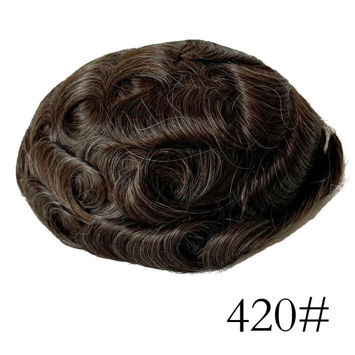 0,08 mm de espessura Cabelo humano Durável Tempo Longa Vida Útil Prótese Capilar Masculina Webmodasjr