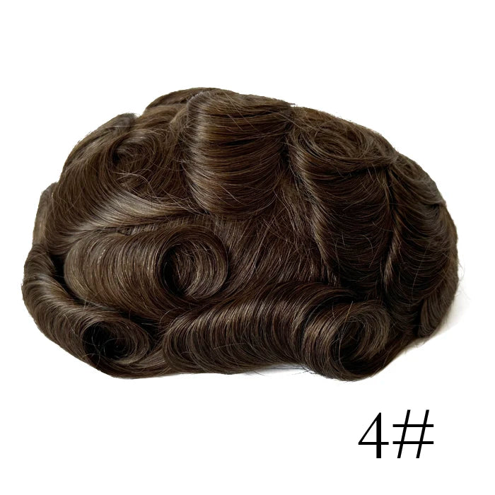 0,08 mm de espessura Cabelo humano Durável Tempo Longa Vida Útil Prótese Capilar Masculina Webmodasjr
