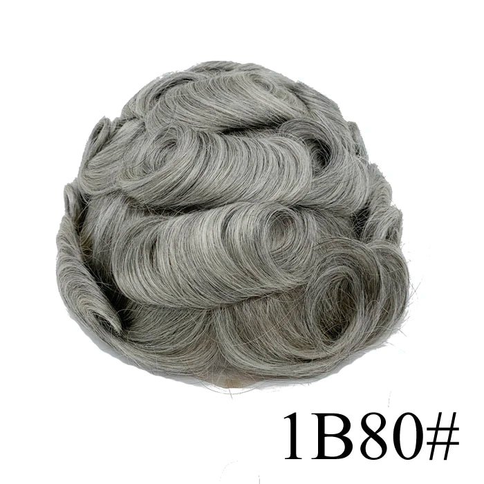 0,08 mm de espessura Cabelo humano Durável Tempo Longa Vida Útil Prótese Capilar Masculina Webmodasjr