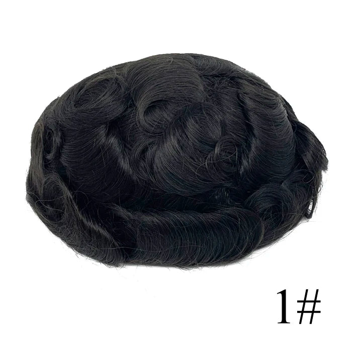 0,08 mm de espessura Cabelo humano Durável Tempo Longa Vida Útil Prótese Capilar Masculina Webmodasjr