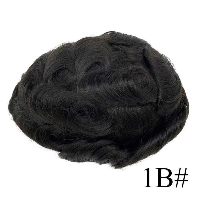 0,08 mm de espessura Cabelo humano Durável Tempo Longa Vida Útil Prótese Capilar Masculina Webmodasjr