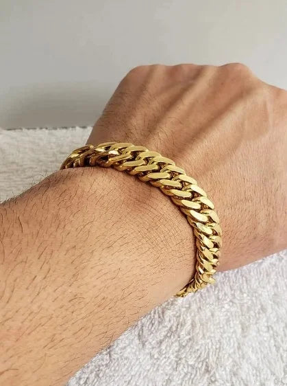 Pulseira Lellos Grumet dupla banhada a ouro 18K de 13 mm