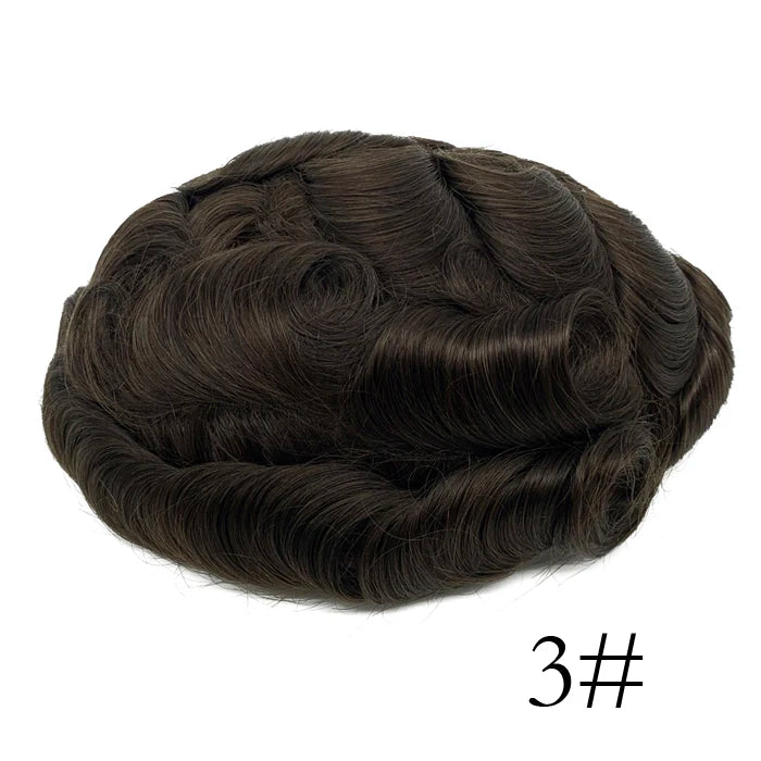 0,08 mm de espessura Cabelo humano Durável Tempo Longa Vida Útil Prótese Capilar Masculina Webmodasjr