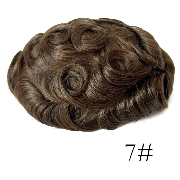 0,08 mm de espessura Cabelo humano Durável Tempo Longa Vida Útil Prótese Capilar Masculina Webmodasjr