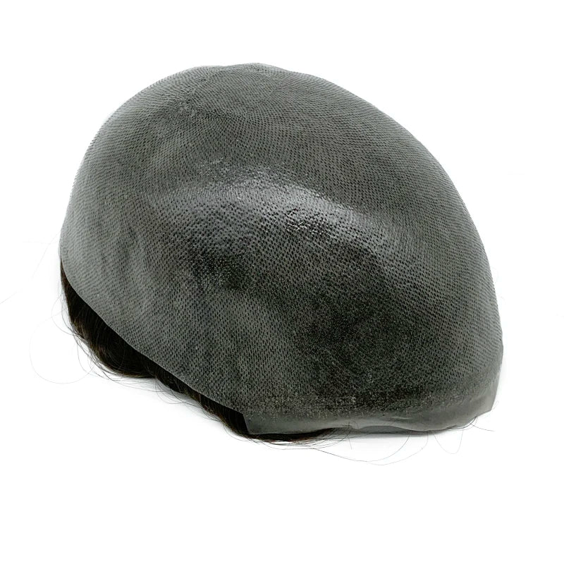 0,08 mm de espessura Cabelo humano Durável Tempo Longa Vida Útil Prótese Capilar Masculina Webmodasjr