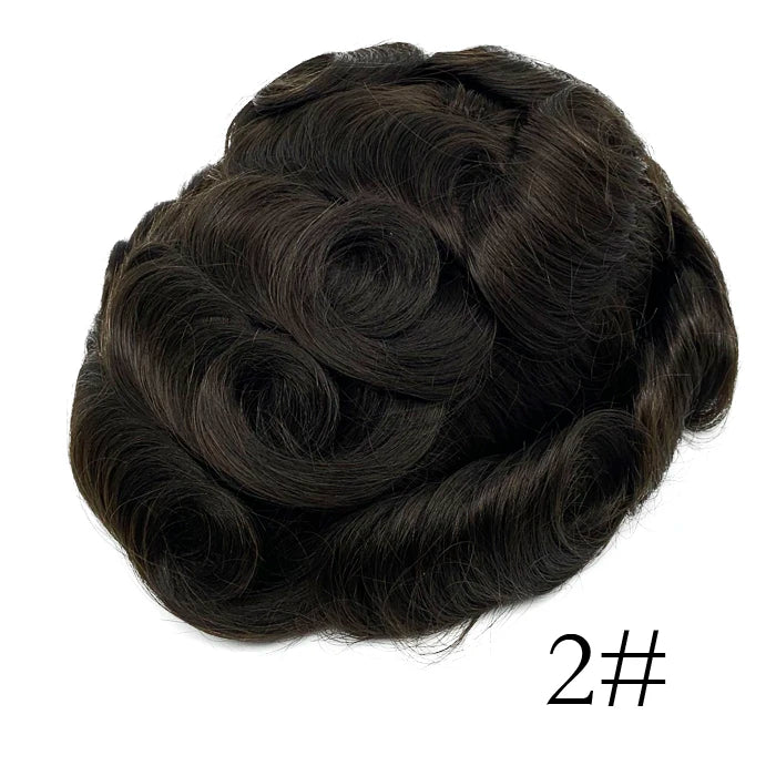 0,08 mm de espessura Cabelo humano Durável Tempo Longa Vida Útil Prótese Capilar Masculina Webmodasjr