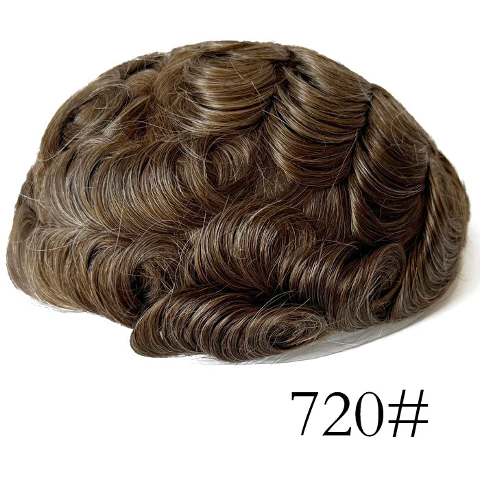 0,08 mm de espessura Cabelo humano Durável Tempo Longa Vida Útil Prótese Capilar Masculina Webmodasjr